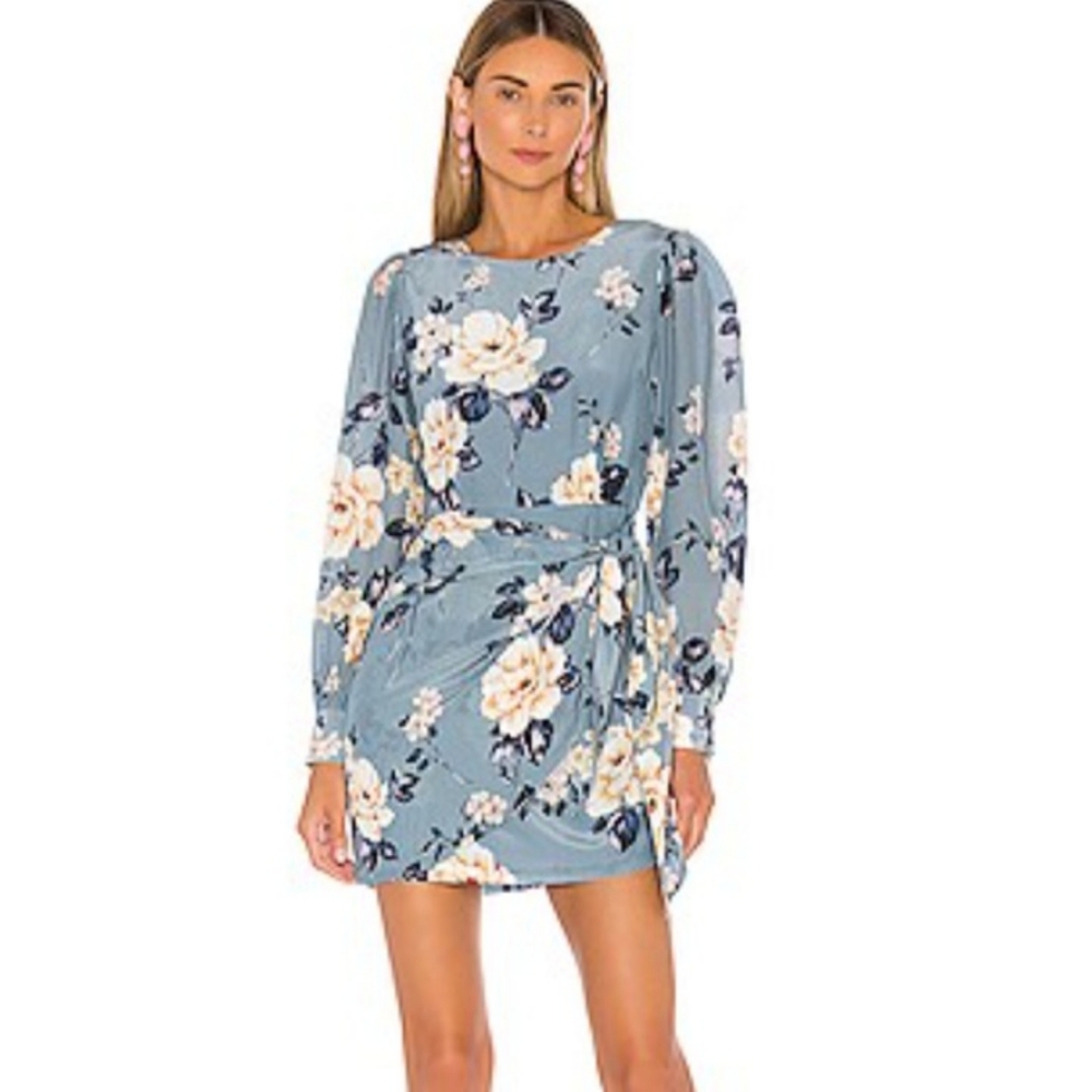 Yumi Kim Blue Floral Mini Dress with Cream Roses